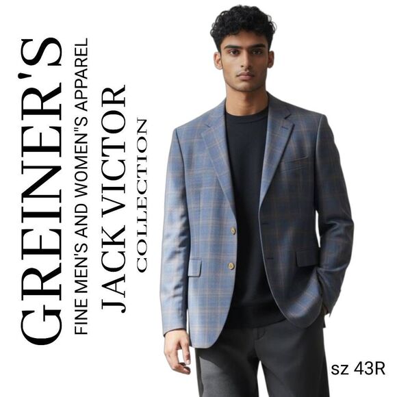 Greiner's Jack Victor Collection Stunning Textured Blue Sport Jacket Suit Blazer